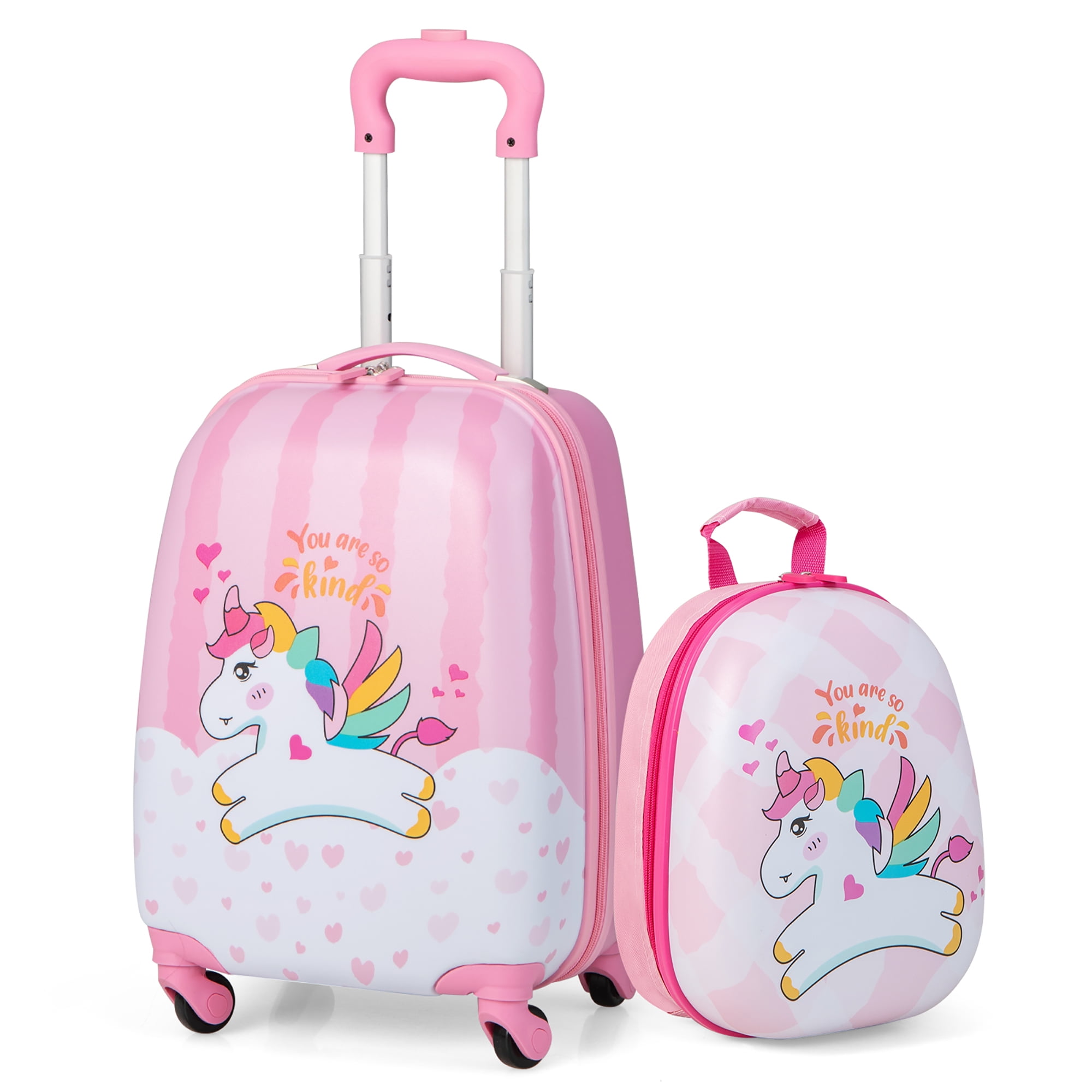 Costway 2PC Kids Carry On Luggage Set 12'' Backpack and 16'' Rolling ...