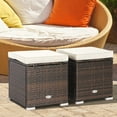 thumbnail image 1 of Costway 2PC Patio Rattan Ottoman Seat Side Table Storage Box Footrest Off White, 1 of 10