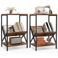 thumbnail image 1 of Costway 2 PCS Industrial Side Table 3-Tier Nightstand End Table with 2 Open Storage Shelves, 1 of 10