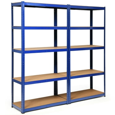 Costway 2PCS 72'' Heavy Duty Storage Shelf Steel Metal Garage Rack 5 Level Adjustable Blue