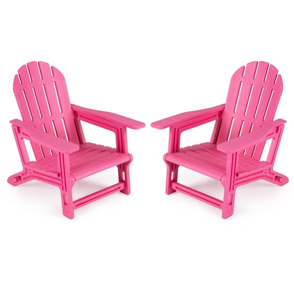 Costway 2PCS Adirondack Chair in HDPE with Ergonomic Design, Suitable for Porch, Deck Pink