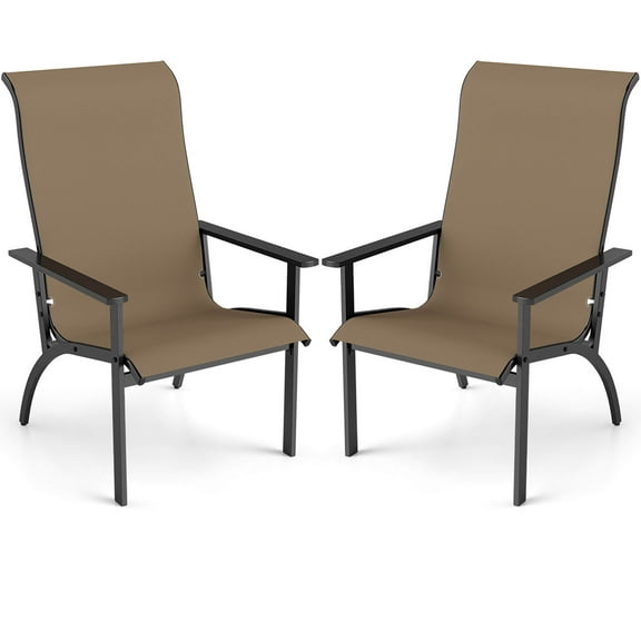 Costway 2PCS Adirondack Chair with 400 lbs Weight Capacity High Back and Metal Frame