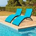 thumbnail image 1 of Costway 2PCS Folding Patio Rattan Lounge Chair Chaise Cushioned Portable Lawn Turquoise, 1 of 11