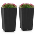 thumbnail image 1 of Costway 2PCS Outdoor Wicker Flower Pot 22.5''Tall Planters with Drainage Hole Black, 1 of 10