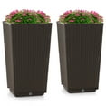 thumbnail image 1 of Costway 2PCS Outdoor Wicker Flower Pot 22.5''Tall Planters with Drainage Hole Coffee, 1 of 10