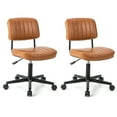 thumbnail image 1 of Costway 2PCS PU Leather Office Chair Adjustable Swivel Task Chair with Backrest Orange, 1 of 10