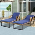 thumbnail image 1 of Costway 2PCS Patio Cushioned Chaise Lounge Chair Adjustable Reclining Lounger Navy, 1 of 9