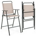 Costway 2PCS Foldable Outdoor Patio Barheight Chairs, Armrests, Quick