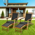 thumbnail image 1 of Costway 2PCS Patio Folding Rattan Lounge Chair Wood Frame Retractable Footrest, 1 of 9