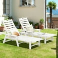 thumbnail image 1 of Costway 2PCS Patio Lounge Chair Chaise Adjustable Weatherproof HDPE Cup Holder White, 1 of 8