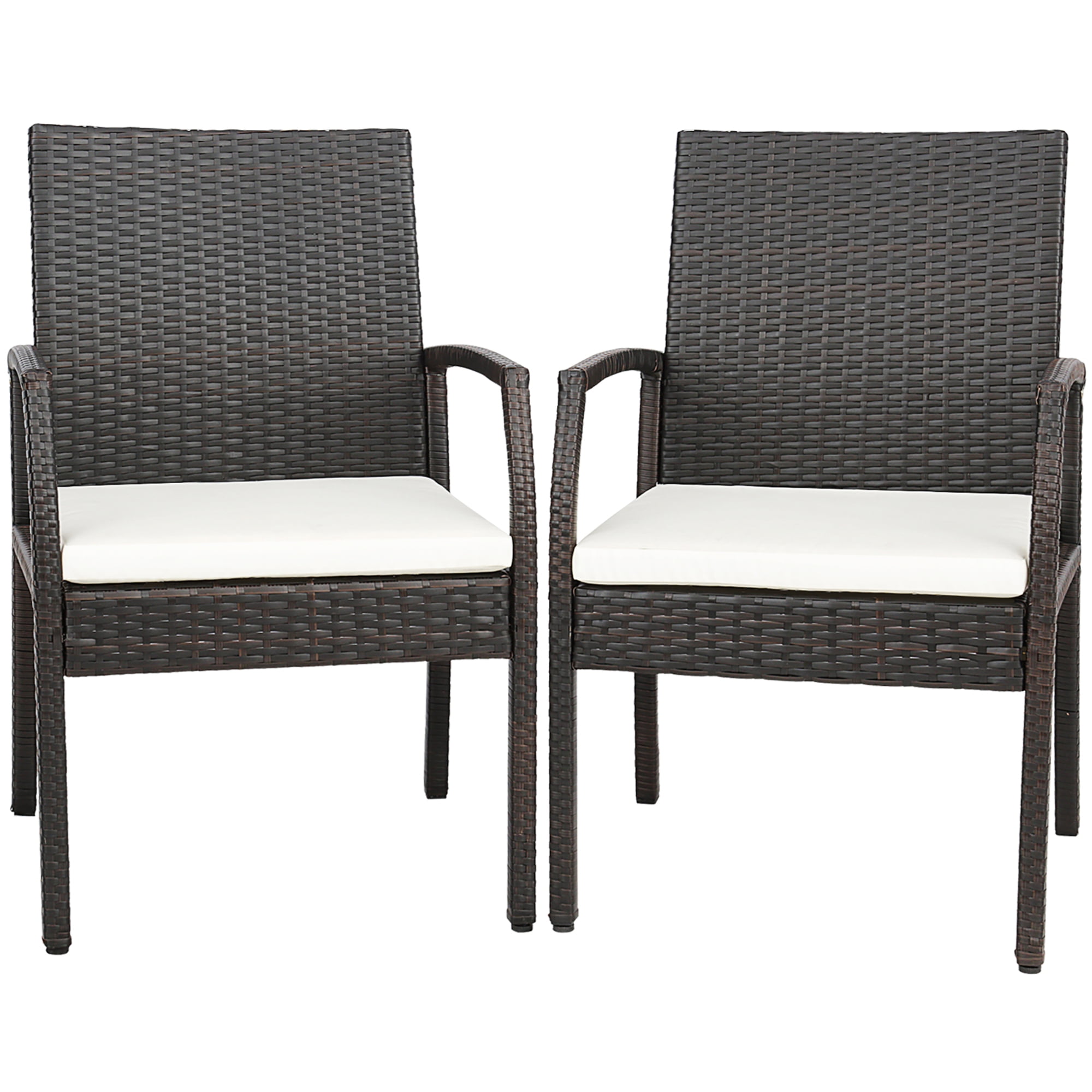 Costway 2PCS Patio PE Wicker Dining Chairs with Soft Zippered Cushion