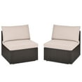 thumbnail image 1 of Costway 2PCS Patio Rattan Armless Sofa Sectional Furniture Brown Cushion, 1 of 7