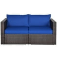 thumbnail image 1 of Costway 2PCS Patio Rattan Corner Sofa Sectional Furniture Navy Cushion, 1 of 11