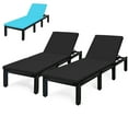 thumbnail image 1 of Costway 2PCS Patio Rattan Lounge Chair Chaise Recliner Adjust with Black & Turquoise Cover, 1 of 9