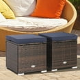 thumbnail image 1 of Costway 2PCS Patio Rattan Ottomans Seat Side Table Storage Box Footstool W/Cushions Navy, 1 of 9