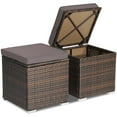 thumbnail image 1 of Costway 2PCS Patio Rattan Ottomans Seat Side Table Storage Box Footstool with Cushions Grey, 1 of 9