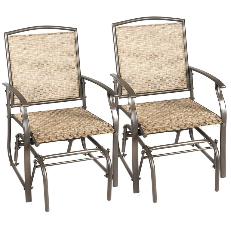 Costway 2-Piece Patio Single Glider Chair, Brown photo 1