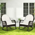 thumbnail image 1 of Costway 2PCS Patio Wicker Rocking Chair W/Seat Back Cushions & Lumbar Pillow Balcony White, 1 of 8