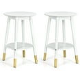 thumbnail image 1 of Costway 2PCS Round End Table Storage Shelf Home Decor Accent Side Table White, 1 of 11