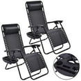 thumbnail image 1 of Costway 2 PCS Zero Gravity Chairs Lounge Patio Folding Recliner Outdoor Black with Cup Holder Black, 1 of 7