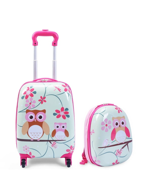 2Pcs 12'' 16'' Kids Luggage Set Suitcase Backpack School Travel Trolley ABS