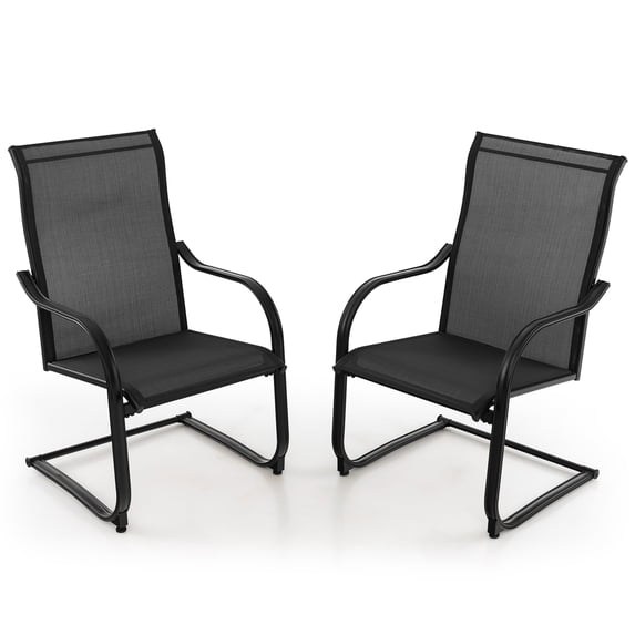 Costway 2pcs C-Spring Motion Patio Dining Chairs All Weather Heavy Duty Outdoor Black
