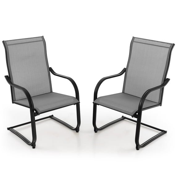 Costway 2pcs C-Spring Motion Patio Dining Chairs All Weather Heavy Duty Outdoor Gray