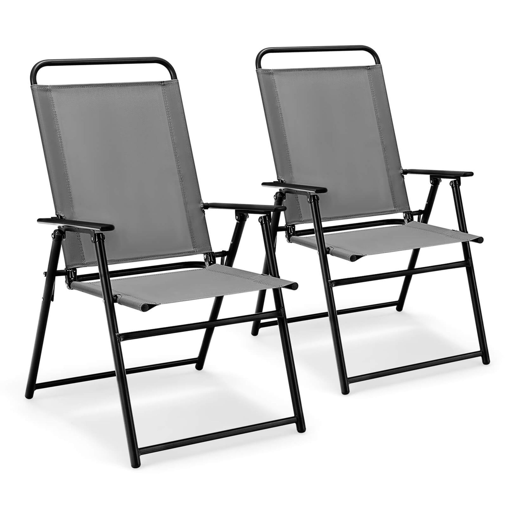Mainstays Greyson Steel and Sling Adult Folding Outdoor Patio Armchair Navy Set of 2 Walmart