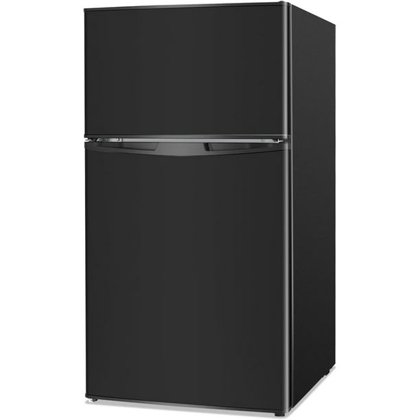 Costway 3.2 Cu.Ft Mini Refrigerator with Freezer Compact Fridge with 2 Reversible Door Black