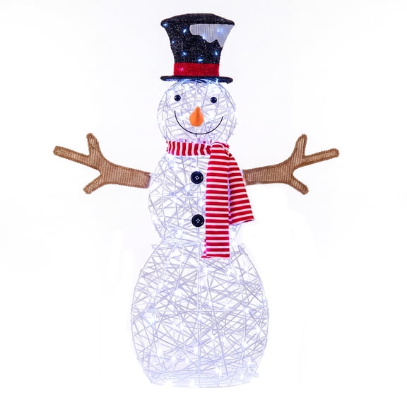 Costway 3.6 FT Lighted Snowman Christmas Decoration with 80 Cold White LED Lights for Porch White