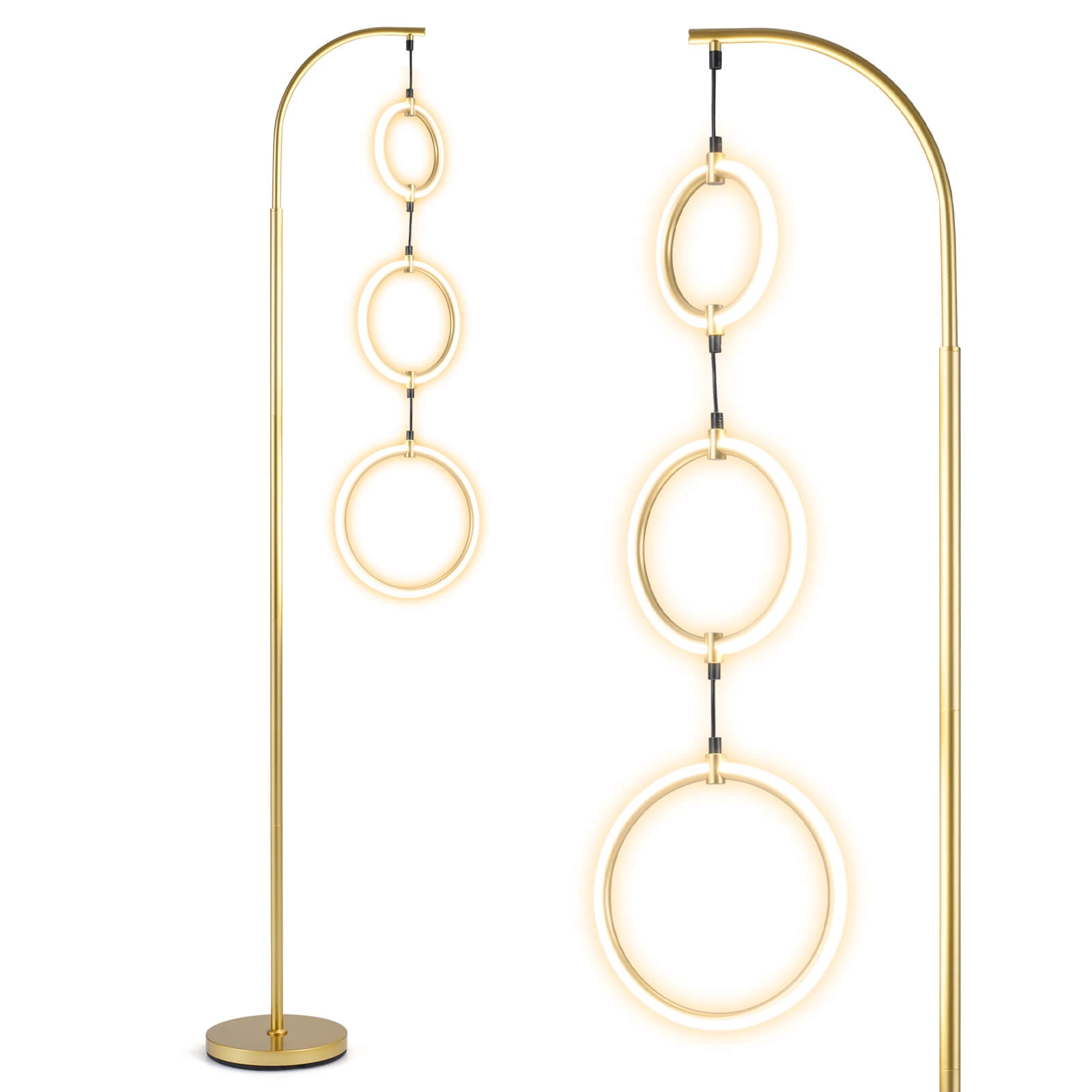 Costway 3-Circle Dimmable LED Floor Lamp with Foot Pedal Switch and 3 Color Temperatures