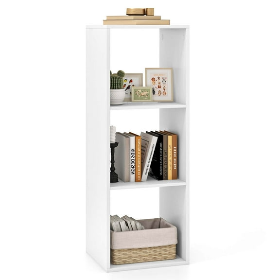 Costway 3-Cube Bookcase Open Back Bookshelf with Anti-tip Kit Modern Style Organizer