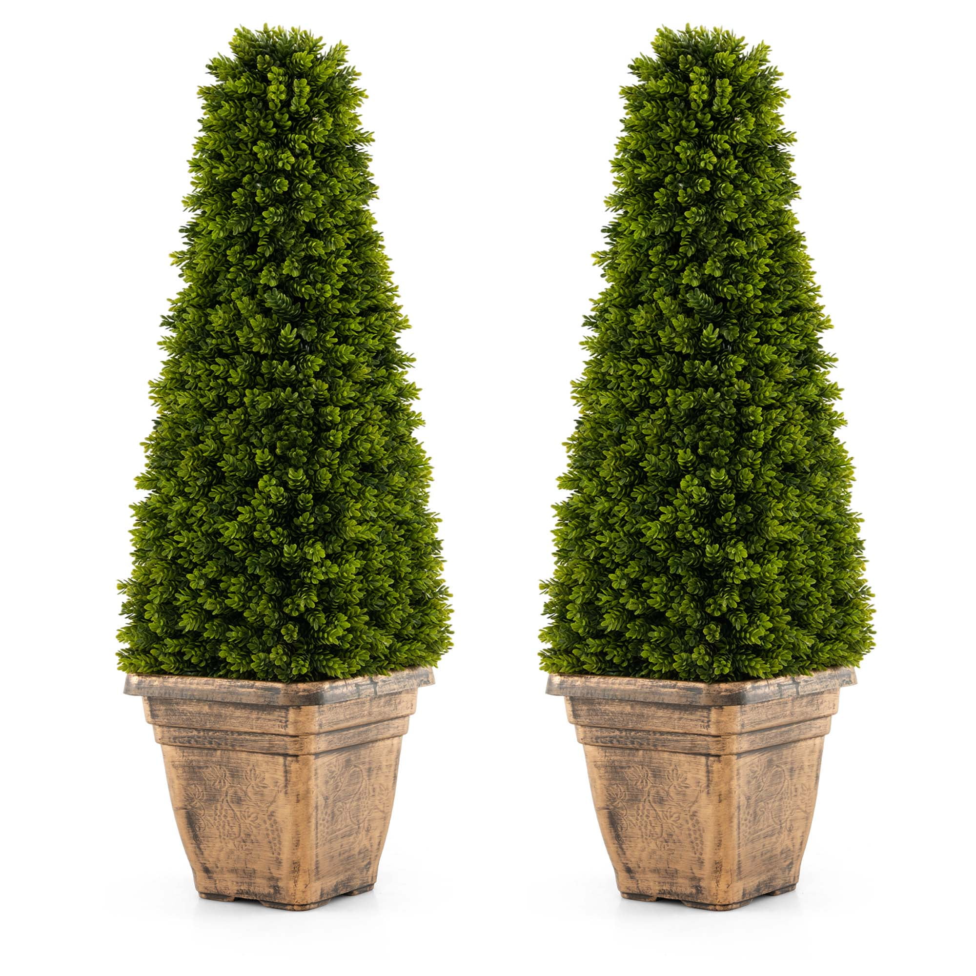 Costway 3 FT Artificial Boxwood Topiary Tree Potted Fake Tree Indoor