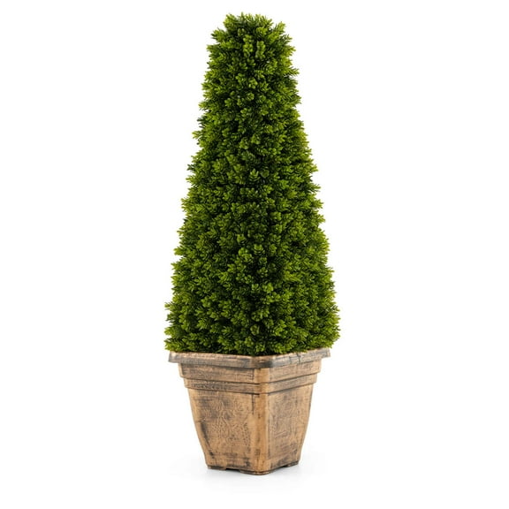 Costway 3 FT Artificial Boxwood Topiary Tree Potted Fake Tree Indoor & Outdoor Faux Tree