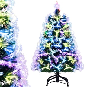 Costway 3 FT Fiber Optic Christmas Tree with 93 Branch Tips Topper Star Folding Metal Stand