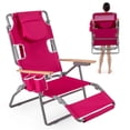 thumbnail image 1 of Costway 3-IN-1 Foldable Beach Chair with Face Hole, Footrest, Adjustable Backrest, Pillow Pink, 1 of 9