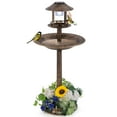 thumbnail image 1 of Costway 3-In-1 Pedestal Bird Bath with Solar Light with Bird Feeder & Flower Planter Antique Bronze, 1 of 10