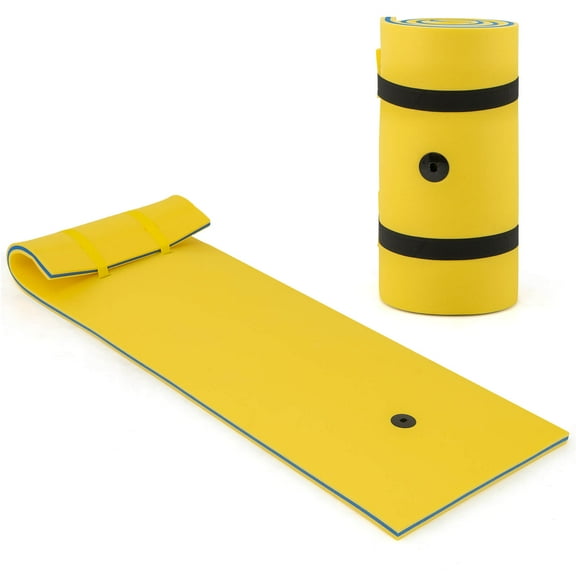 Costway 3-Layer Tear-Resistant Foam Floating Pad Island Water Sports Relaxing Yellow