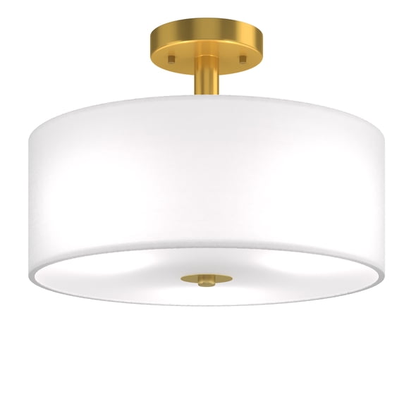 Costway 3-Light Semi Flush Mount Ceiling Light Fixture Glass Drum Pendant Lamp