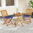 thumbnail image 1 of Costway 3 PCS Acacia Wood Patio Bistro Set Folding Table & Chairs Set with Cushions Navy, 1 of 10