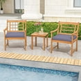 thumbnail image 1 of Costway 3 PCS Acacia Wood Patio Bistro Set Outdoor Chairs with Coffee Table for Porch Gray, 1 of 10