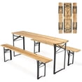 thumbnail image 1 of Costway 3 PCS Beer Table Bench Set Folding Wooden Top Picnic Table Patio Garden, 1 of 10