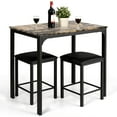 thumbnail image 1 of Costway 3 PCS Counter Height Dining Set Faux Marble Table 2 Chairs Kitchen Bar Brown, 1 of 12