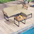 thumbnail image 1 of Costway 3 PCS L-Shaped Patio Furniture Set with Loveseat Square Coffee Table Soft Back, 1 of 10