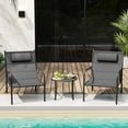 thumbnail image 1 of Costway 3 PCS Outdoor Bistro Set Breathable Seat Fabric & Cozy Headrest Metal for Yard, 1 of 10