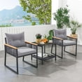 thumbnail image 1 of Costway 3 PCS Outdoor Conversation Set with 2-Layer Side Table Acacia Wood Armrests, 1 of 9