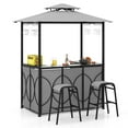thumbnail image 1 of Costway 3 PCS Patio Bar Set with Tempered Glass Bar Table Metal Storage Shelves for Garden Grey, 1 of 10