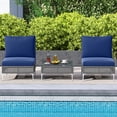 thumbnail image 1 of Costway 3 PCS Patio Furniture Set with Tempered Glass Coffee Table Soft Back & Seat Cushions Navy, 1 of 10