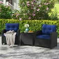 thumbnail image 1 of Costway 3 PCS Patio Furniture Set with Tempered Glass Coffee Table Washable Cushions Navy, 1 of 10