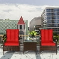 thumbnail image 1 of Costway 3 PCS Patio Rattan Furniture Set Coffee Table & 2 Rattan Chair W/Red Cushions, 1 of 12